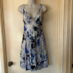 CLUB MONACO blue floral silk dress size 0